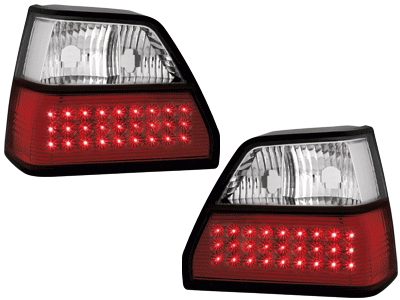 Feux arriere VW Golf II LED rouges/blanc cristal