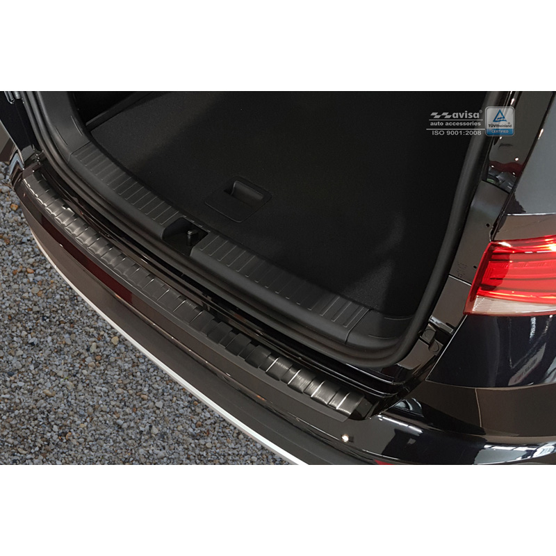 Protection de seuil arrière inox noir sur mesure pour Seat Ateca 2016-2020 & FL 2020- 'Ribs'