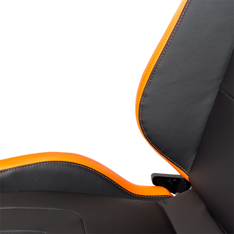 Siège baquet 'RS6-II' - Noir-Mattes/Simili Cuir Orange - Dossier réglable - incl. glissières
