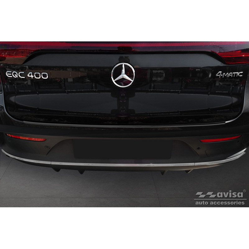 Protection de seuil arrière inox noir sur mesure pour Mercedes EQC (N293) 2019- 'Ribs'