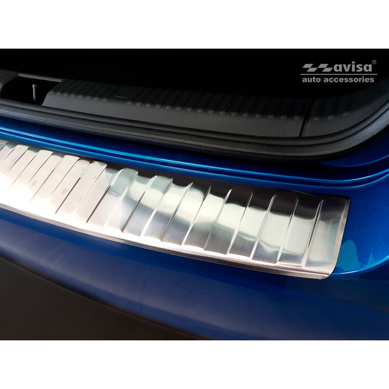 Protection de seuil arrière inox sur mesure pour Skoda Fabia III HB 5-portes Facelift 2018-2021 'Ribs'