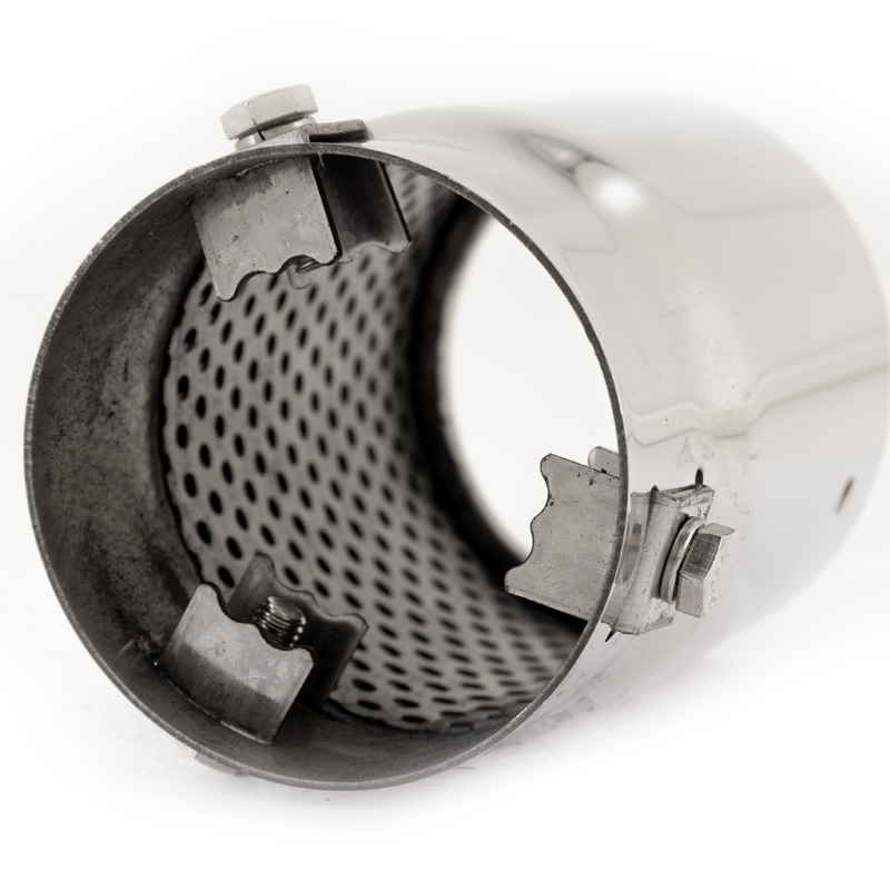 Simoni Racing Embout d'Échappement Rond/Oblique Inox - Ø76xL128mm - Montage ->68mm.