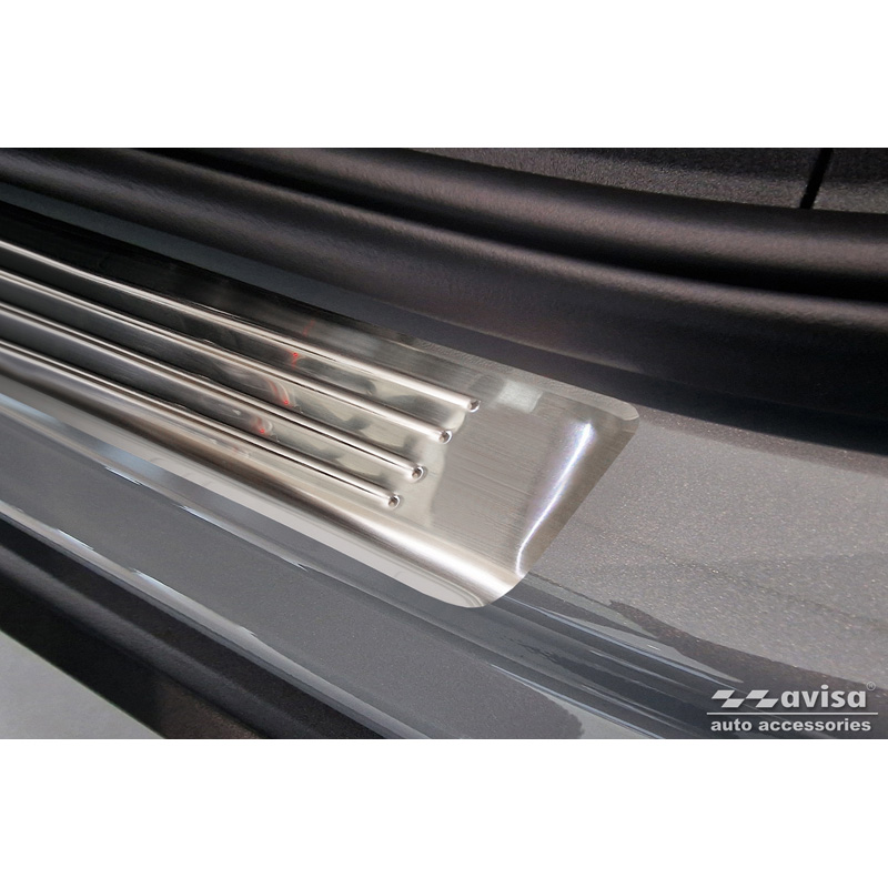 Seuils de portes inoxydable sur mesure pour Volvo EX30 2023- - 'Lines' - 4-pièces