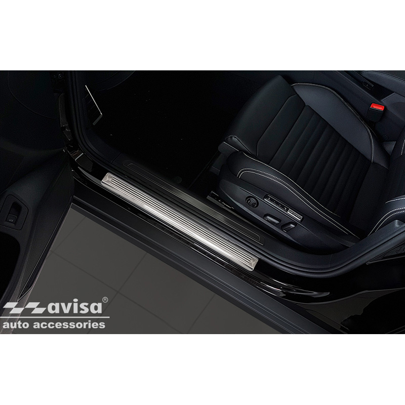 Seuils de portes inoxydable sur mesure pour Volkswagen Passat 3G Sedan/Variant 2014-2023 - 'Lines' - 4-pièces