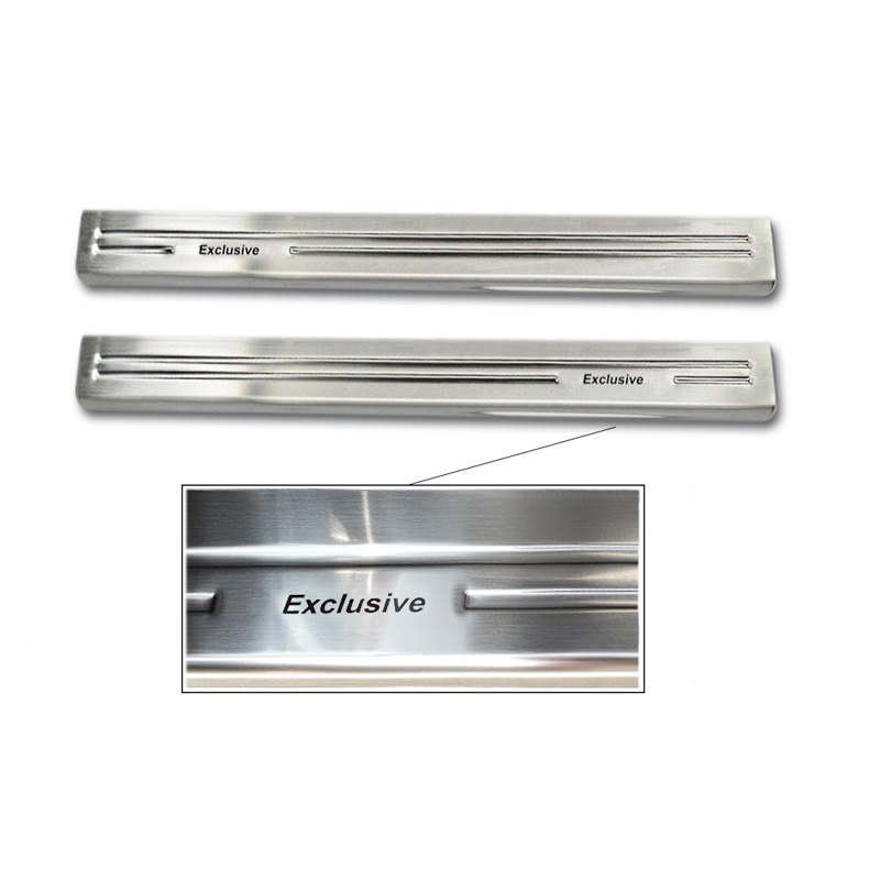 Seuils de portes inoxydable sur mesure pour Mercedes Vito & Classe-V W447 2014- - 'Exclusive' - 2-pièces - Version 2.0