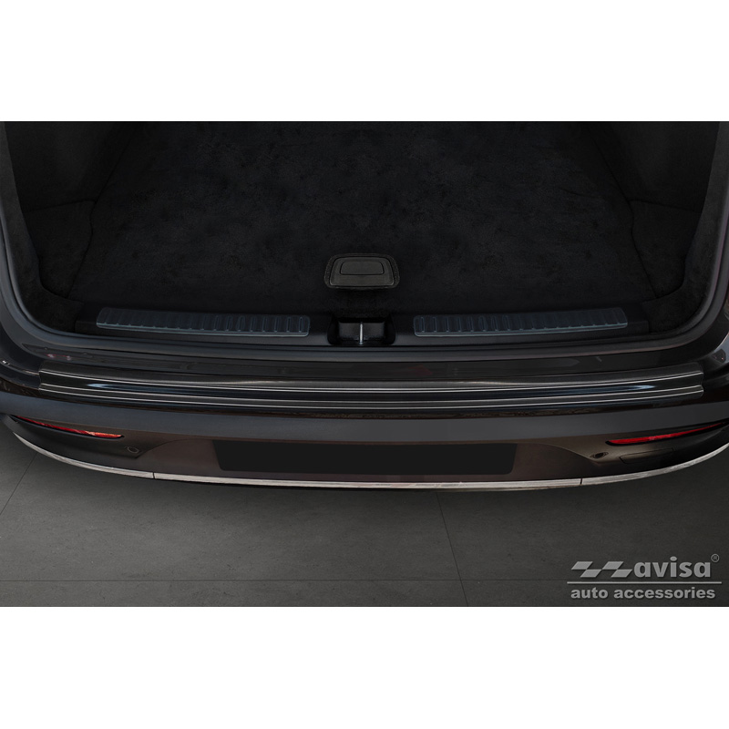 Protection de seuil arrière inox noir sur mesure pour Mercedes EQC (N293) 2019- 'Ribs'