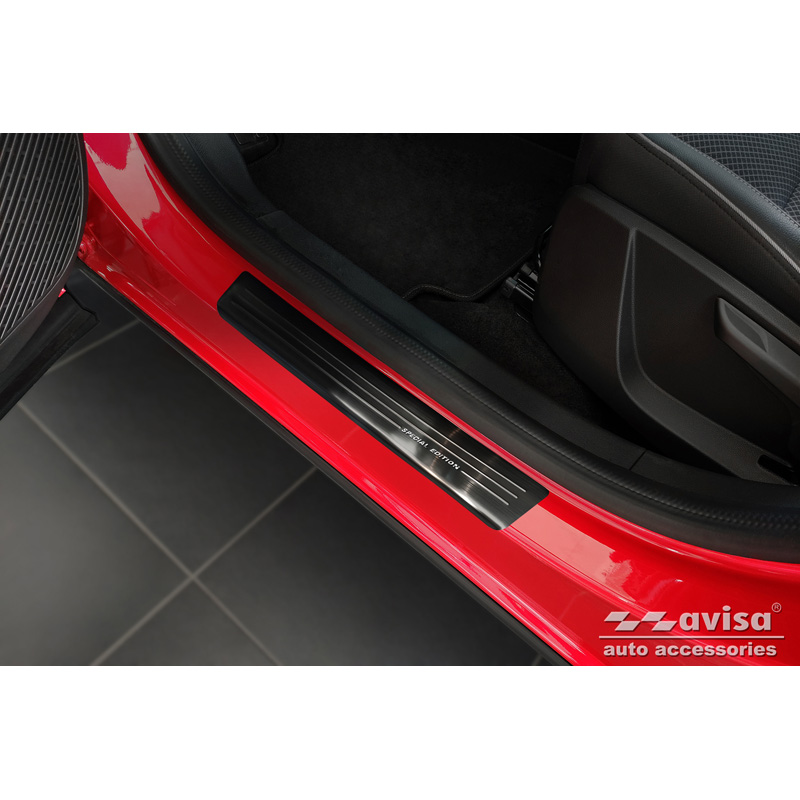 Seuils de portes inoxydable noir sur mesure pour Renault Arkana 2020- - 'Special Edition' - 4-pièces