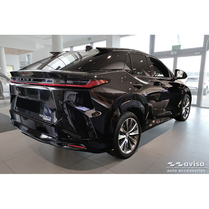 Protection de seuil arrière inox noir sur mesure pour Lexus RZ 2023- 'Ribs'