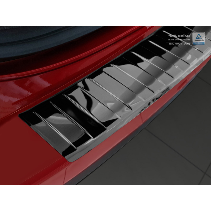 Protection de seuil arrière inox Noir-Chromé sur mesure pour Mazda CX-5 II 2017- incl. Facelift 'Ribs'