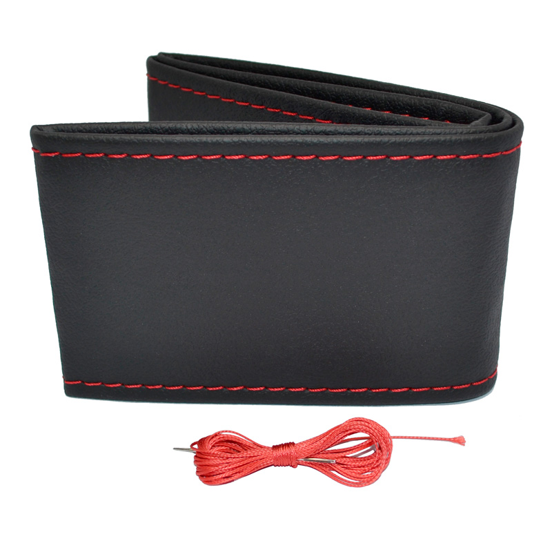 Housse de volant universel Classic - Cuir PVC noir + Surpiqûre rouge (laçage)