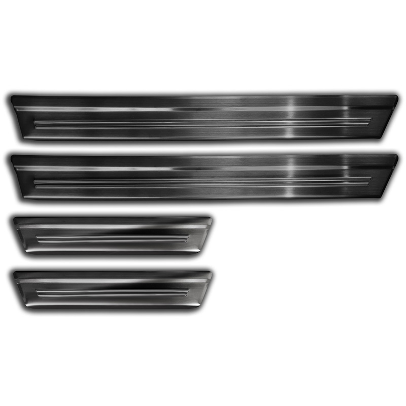 Avisa Seuils de portes inox noir sur mesure pour Jaecoo J7 2024- - 'Lines' - 4-pièces
