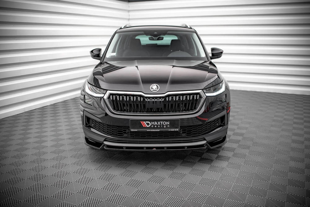Voorspoiler V.1 Skoda Kodiaq Mk1 Facelift sportline Maxton Design glans zwart