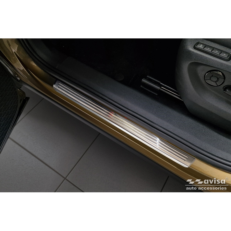 Avisa Seuils de portes inox sur mesure pour Skoda Kodiaq II (PS7) 2024- 'Lines' - 4-pièces