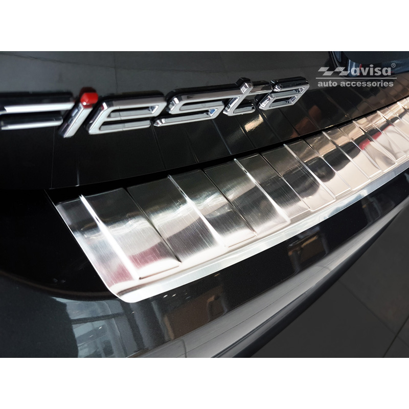 Protection de seuil arrière inox sur mesure pour Ford Fiësta MK8 2017- & Ford Focus III Facelift 2014-2018 'Ribs'