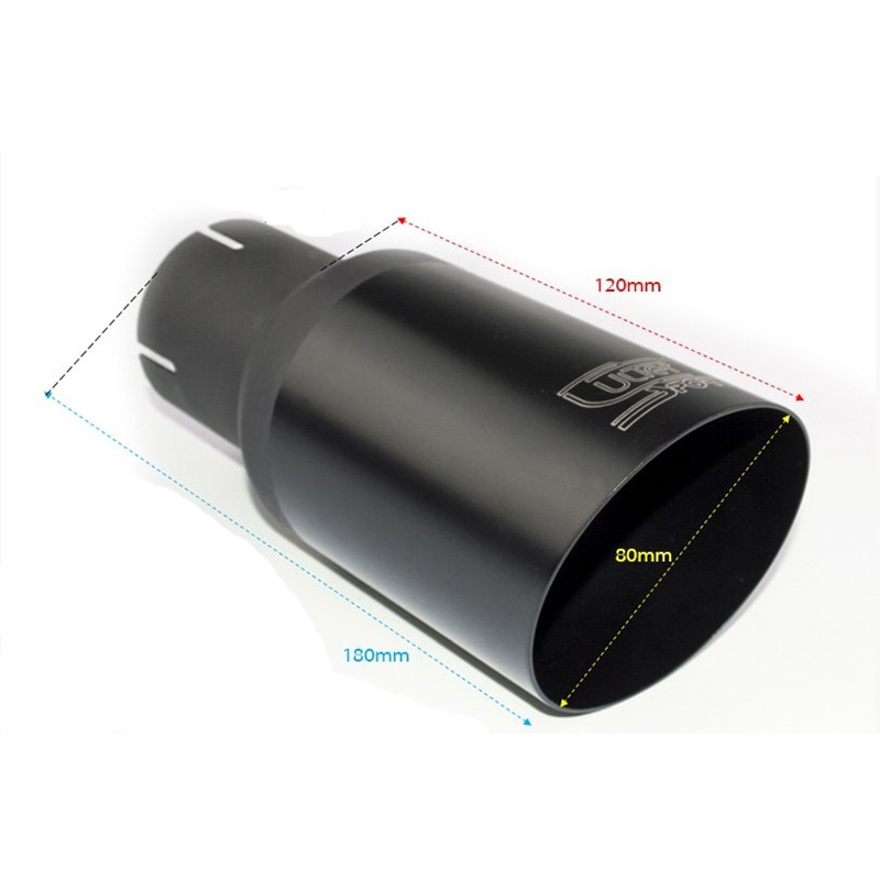 Ulter Sport Embout d'échappement - Ronde Ø80mm Incliné - Longueur 180mm - Montage ->55mm - Inoxydable Noir