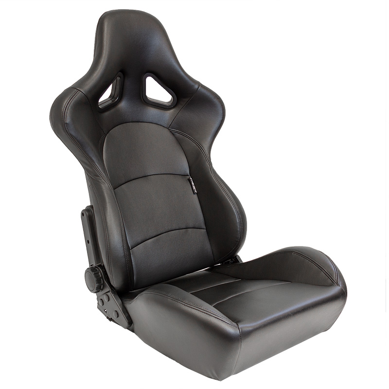 Siège baquet 'BS2' - Simili Cuir Noir - Dossier réglable en polyester - incl. glissières