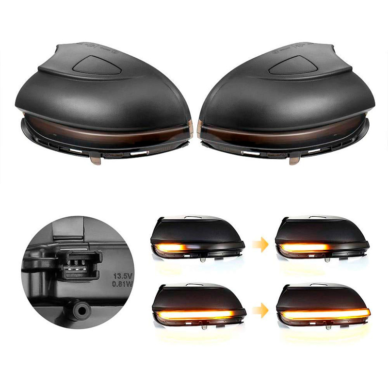Set de Clignotants de Rétroviseurs LED sur mesure pour Volkswagen Jetta VI 2011- & Eos 2009- & Passat 3C 2011-2014 & CC 2008- & Beetle 2011- & Scirocco 2008- - Fumée - incl. Feux Dynamiques