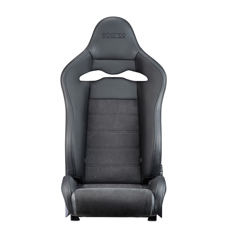 Sparco Siège Baquet SPX SX - Driver version (Left) - Cuir/Alcantara Noir + Dossier en Carbone - Réglable du Côté Gauche