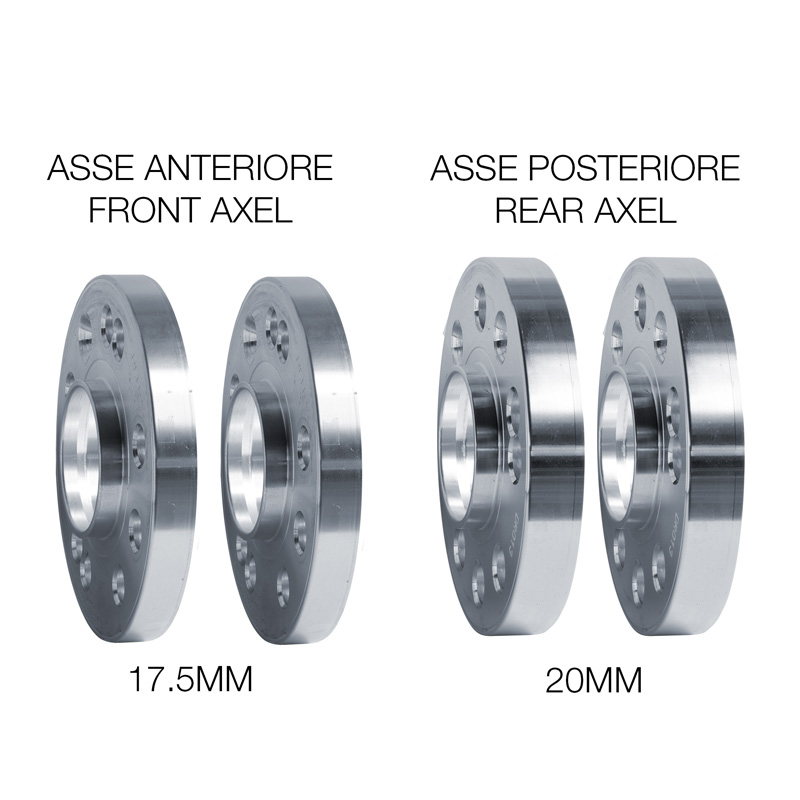 Simoni Racing Kit d'Élargisseurs de Roue en aluminium - 2x17,5mm(AV) - 2x20mm(AR) (Moyeu 65,1mm) avec boulons de roue - sur mesure pour Fiat, Alfa Romeo divers