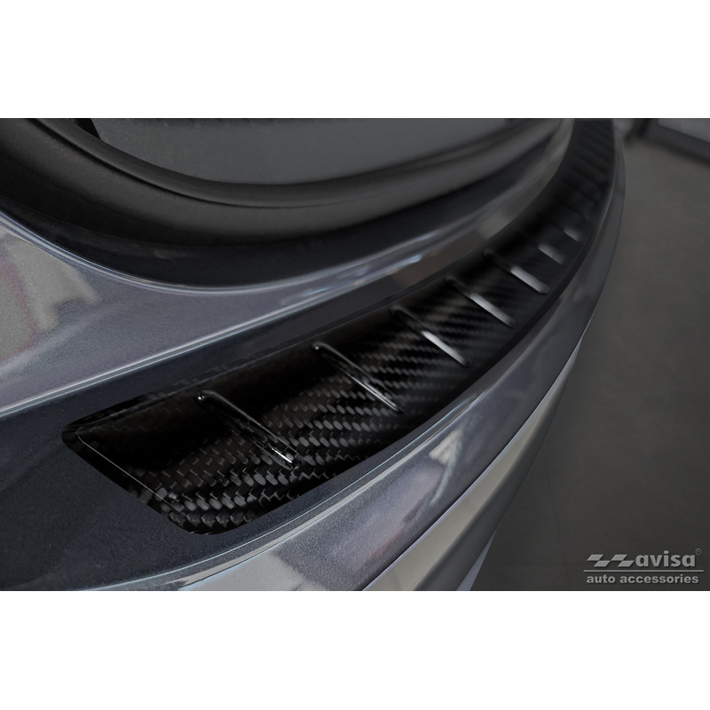Protection de seuil arrière carboné 3D sur mesure pour Volkswagen Taigo 2021- 'Ribs'