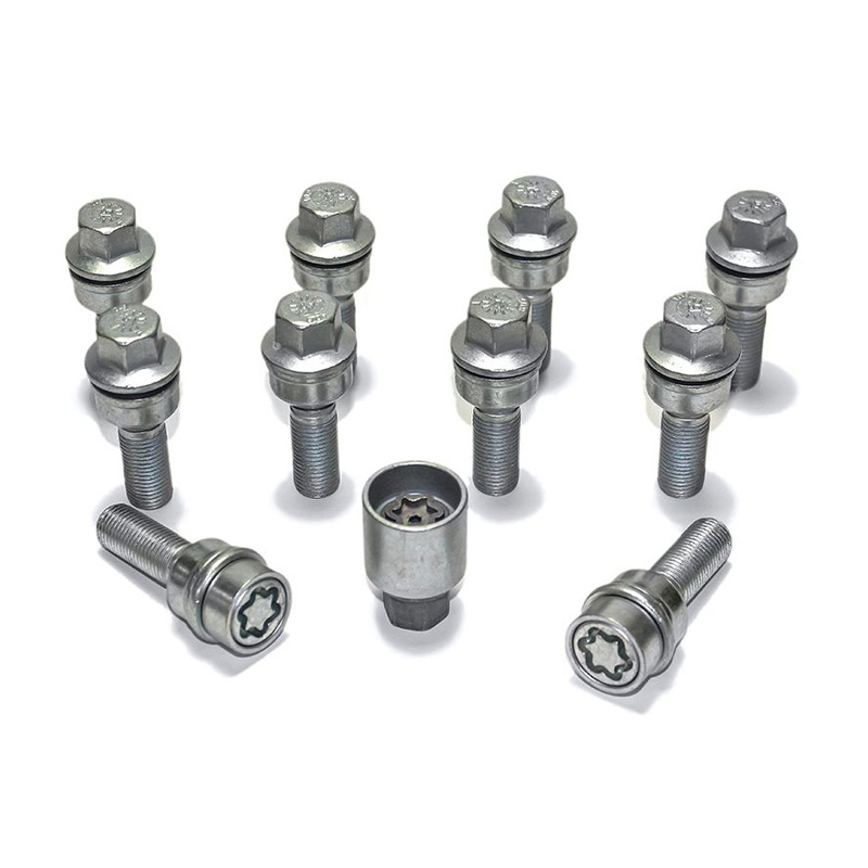 Jeu de Boulons de roue H&R sphérique avec cône mobile R14 M14x1.50 - Longueur 45mm - 10 pièces (p.e. sur mesure pour Audi Q3, Q5) - antivol de roue inclus