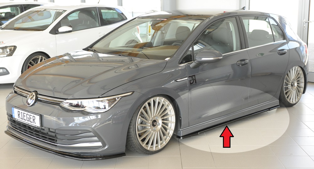 Zijskirts Volkswagen Golf 8 Rieger glans zwart