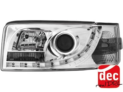 Headlights fits VW T4 90-03 Devil Eyes Dlite LED Chrome