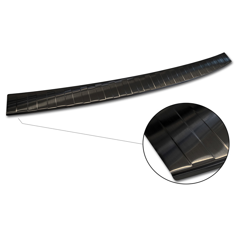 Protection de seuil arrière inox noir sur mesure pour Ford Tourneo Connect/Transit Connect 2014-2017 & FL 2017-2022 'Ribs'
