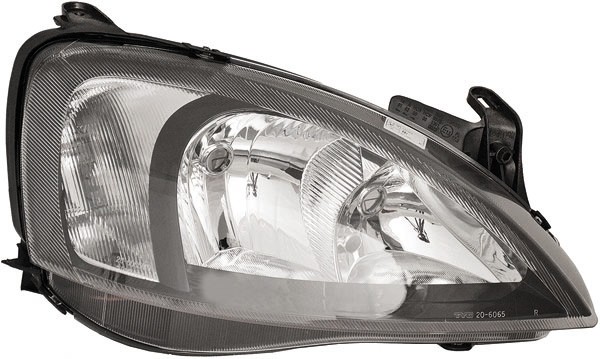 Koplampen CORSA C. 00->> HELDERGLAS/ZWART