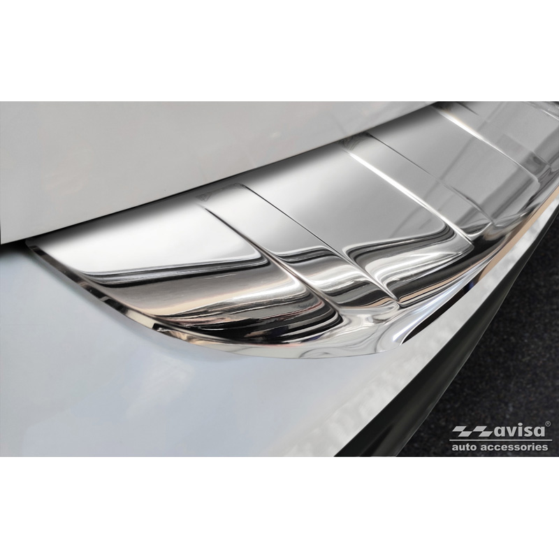 Protection de seuil arrière inox Chrome sur mesure pour Mercedes GLB (X247) incl. AMG 2019- 'Ribs'