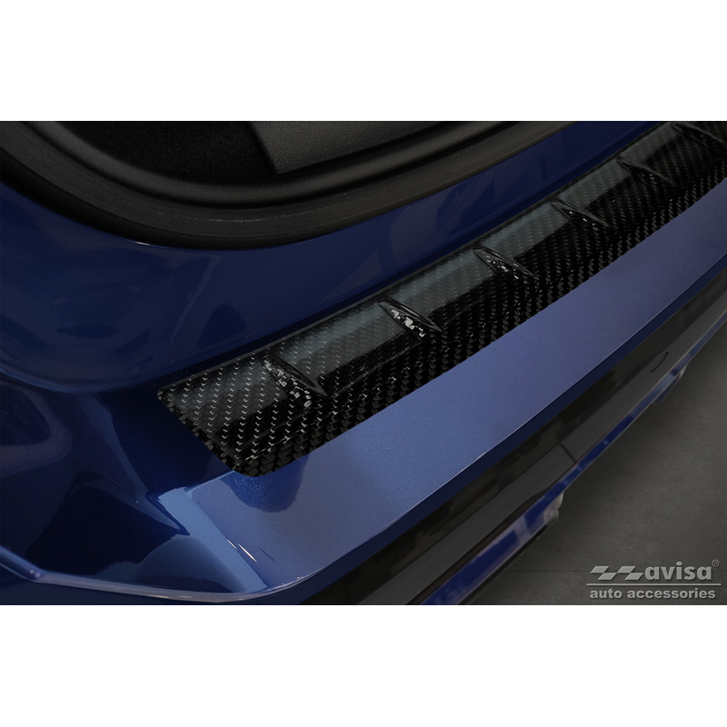 Protection de seuil arrière carboné 3D sur mesure pour BMW X1 avec Pacquet-M (U11) 2022- 'Ribs'