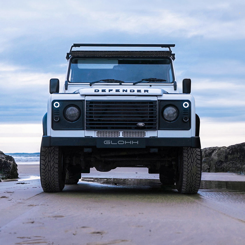 Glohh GL-2 Feux avants LED sur mesure pour Landrover 90/110 1983-1990 & Defender (LD) 1990-2016 - Claire (4-pièces)