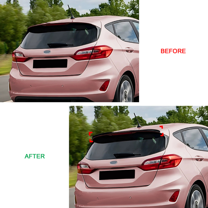 Becquet de toit (Spoiler Cap) sur mesure pour Ford Fiësta VIII 2017- (ABS Noir Luisant)