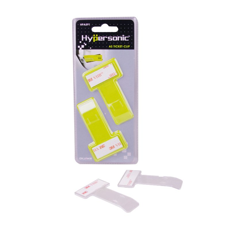 Clip universel pour tickets/carte bancaire/support de carte de stationnement 75x40x2mm - Auto-adhésif - Set de 2 pièces