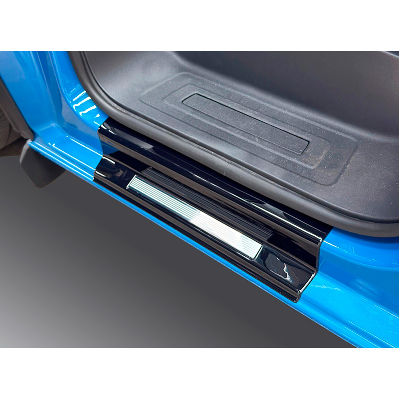 RGM Seuils de portes sur mesure pour Ford Transit Custom / Tourneo Custom 2023- & Volkswagen Transporter T7 2024- - set à 2 pièces (ABS & Acier inoxydable)
