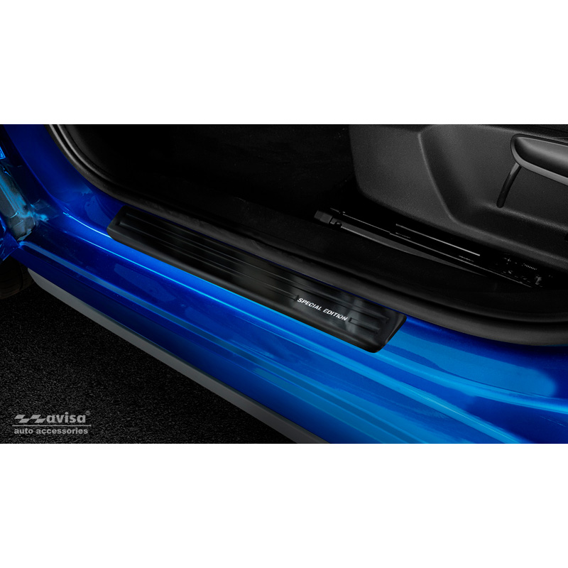 Seuils de portes inox noir sur mesure pour Skoda Kamiq 2019- 'Special Edition' - 4-pièces
