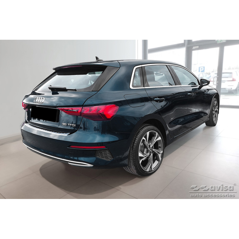 Protection de seuil arrière inox sur mesure pour Audi A3 (8Y) Sportback 2020- 'Ribs'