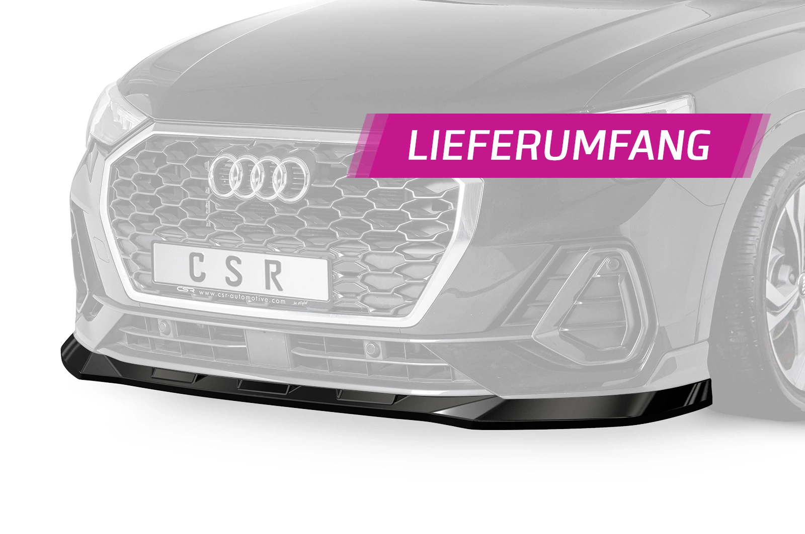 Voorspoiler passend voor Audi Q3 Sportback (Typ F3) 2019–heden – CSR Automotive – Glans Zwart