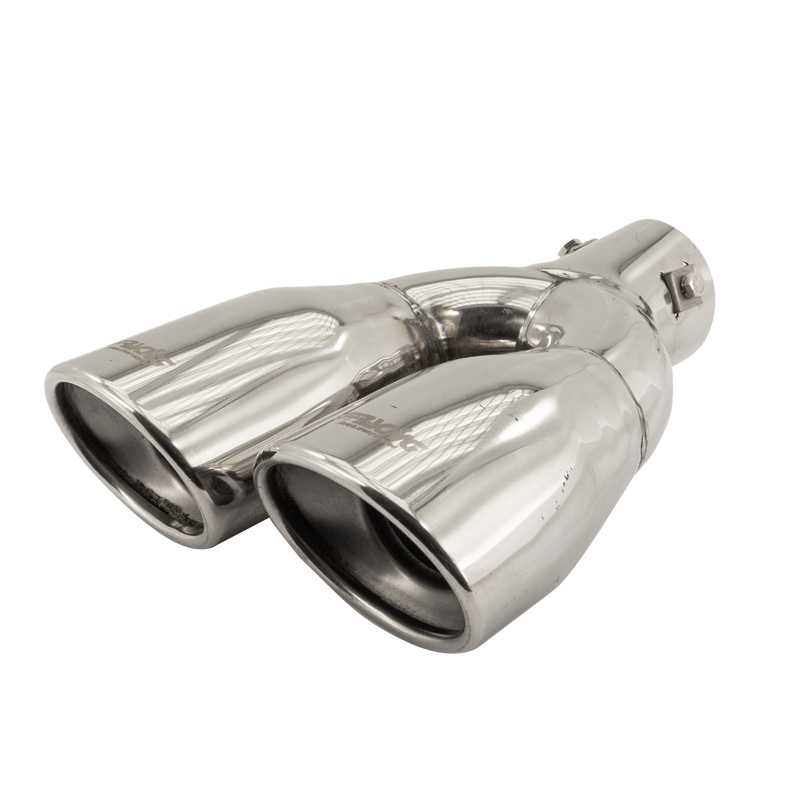 Simoni Racing Embout d'Échappement Ovale Double/Oblique Inox - 167x67xL220mm - Montage 37->57mm - à droite