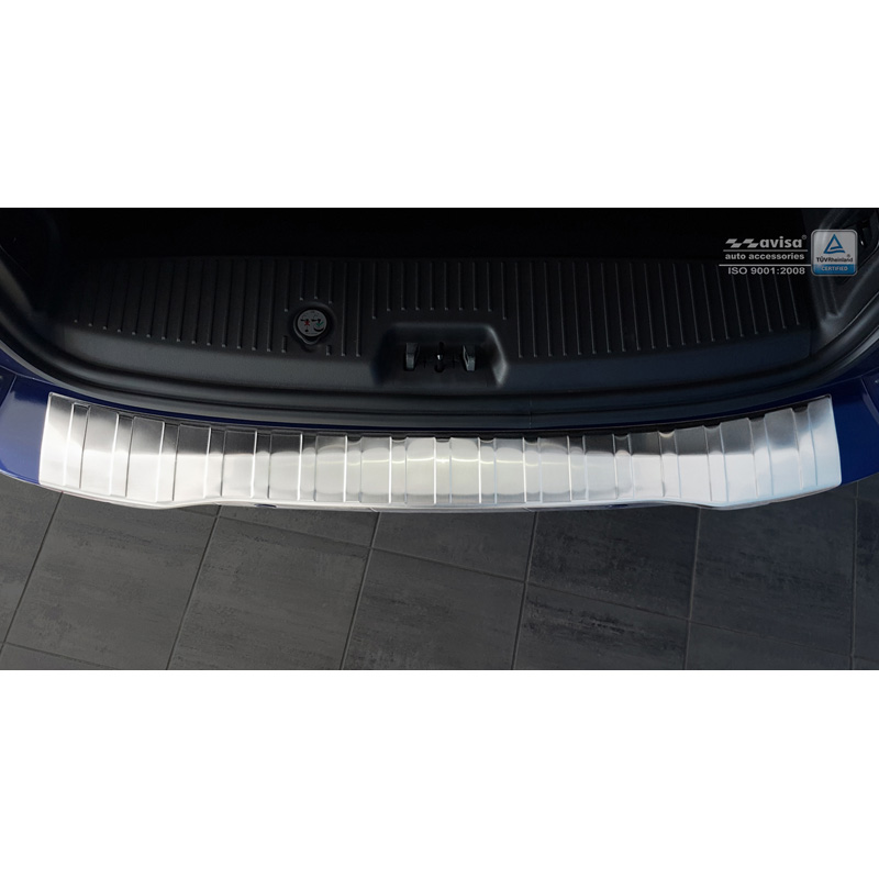 Protection de seuil arrière inox sur mesure pour Ford Tourneo Courier/Transit Courier 2014- 'Ribs'