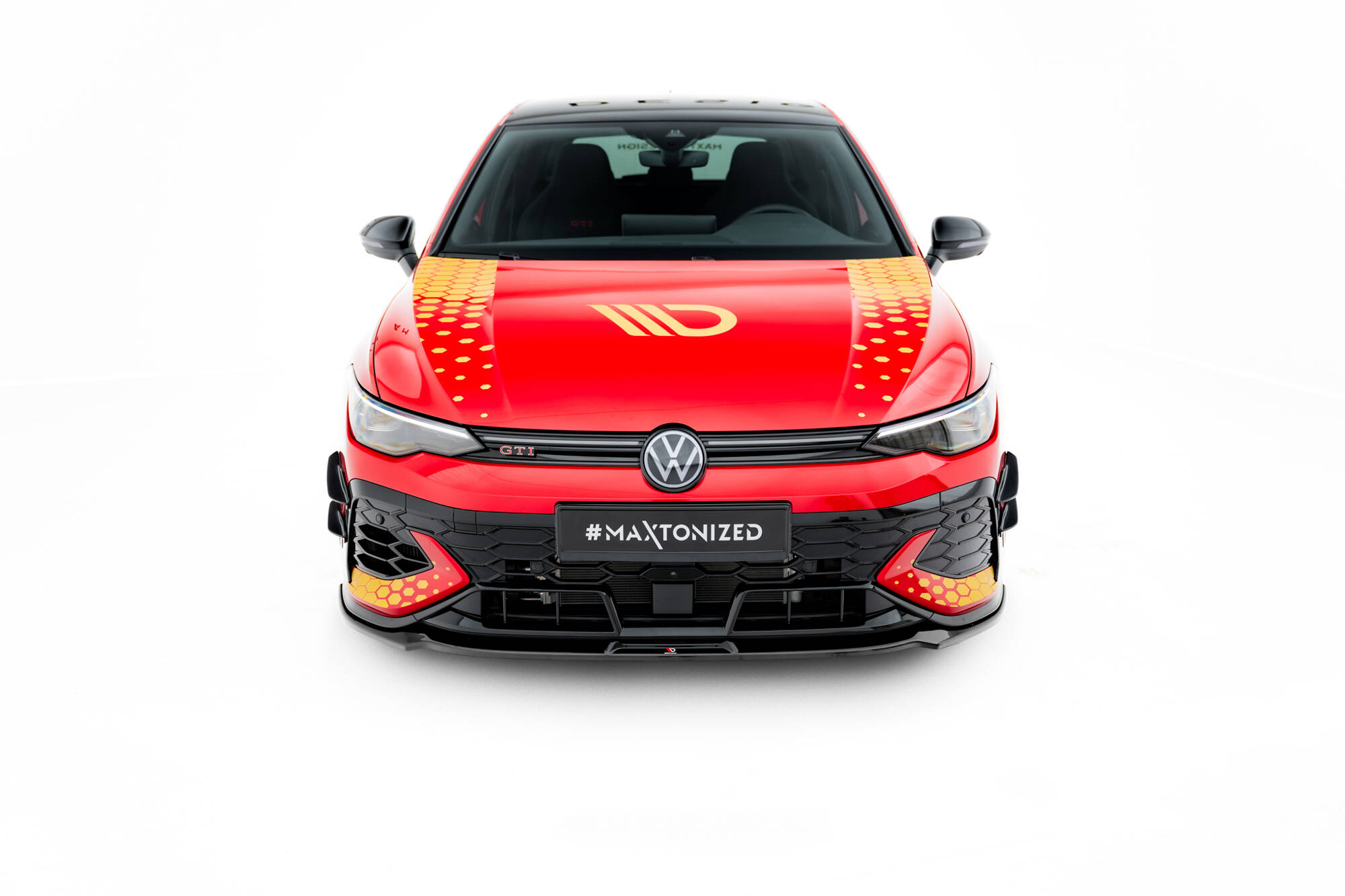 Voorspoiler V.3 Volkswagen Golf GTI Clubsport MK8 Facelift Maxton Glanzend zwart