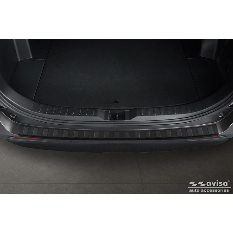 Protection de seuil arrière inox noir mat sur mesure pour Toyota RAV4 (5th Gen.) 2018- & Suzuki Across 2020- 'Ribs'