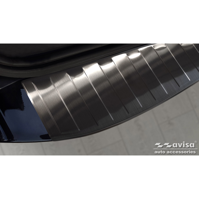 Protection de seuil arrière inox noir sur mesure pour Ford Mondeo IV Wagon Facelift 2010-2014 'Ribs'