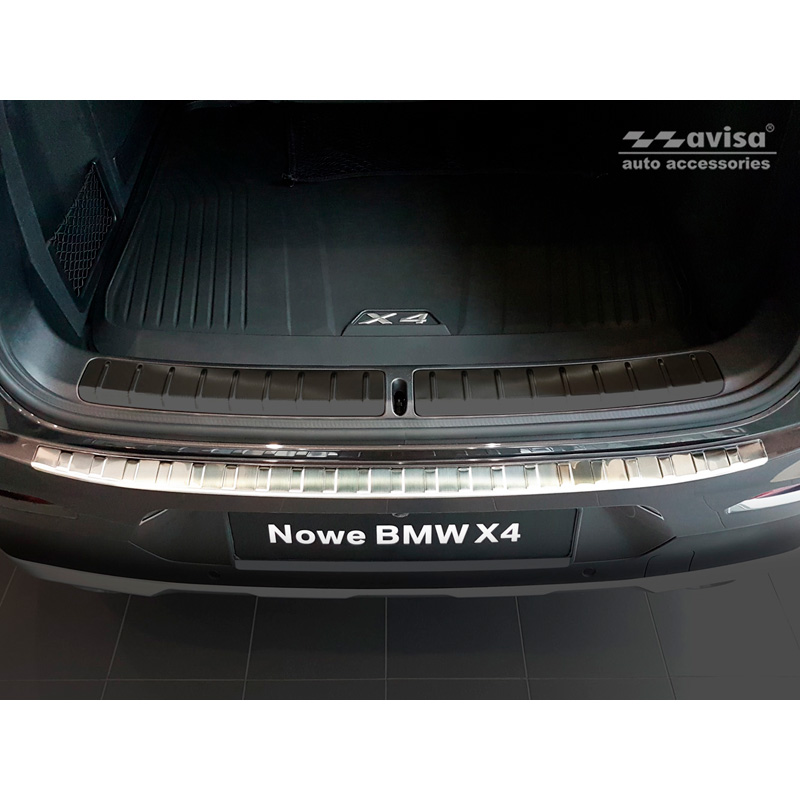 Protection de seuil arrière inox sur mesure pour BMW X4 (G02) 2018- 'Ribs'