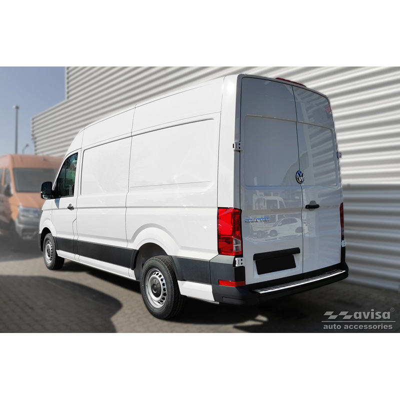Protection de seuil arrière inox sur mesure pour Volkswagen Crafter & MAN TGE 2017- 'Ribs' ('XL'-version)