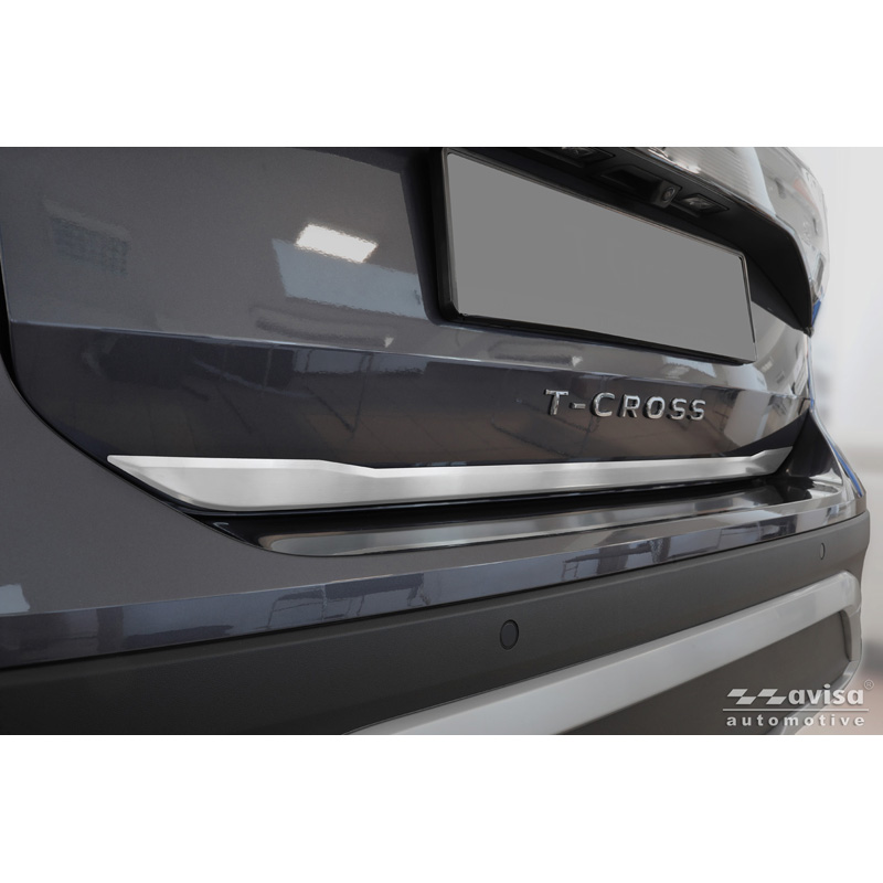 Avisa Revêtement d'habillage du hayon du coffre inox brossé sur mesure pour Volkswagen T-Cross 2019-2024 & Facelift 2024-