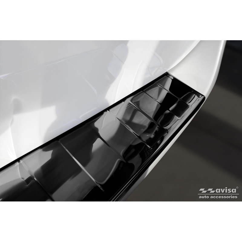 Protection de seuil arrière inox Noir-Chromé sur mesure pour Mercedes Vito / Classe-V 2014-2019 & Facelift 2019- 'Ribs' 'XL'