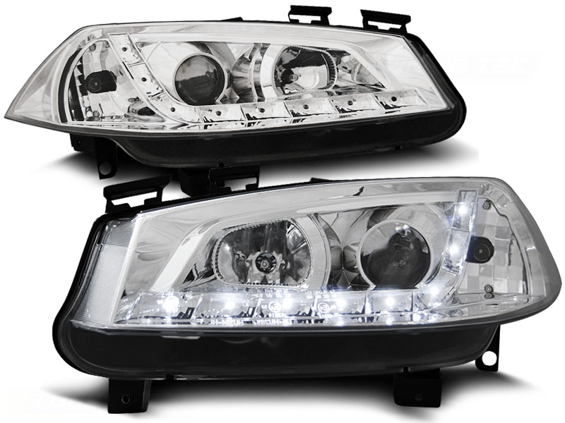 Phares Renault Megane 03-.. LED Yeux du Diable Dayline chrome