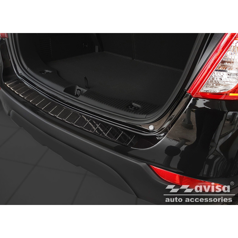 Protection de seuil arrière carboné 3D sur mesure pour Opel Mokka X Facelift 2016-2020 'Ribs'