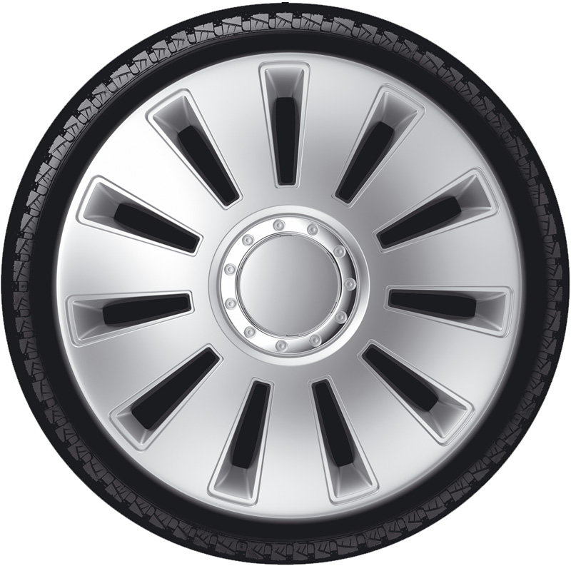 Jeu d'enjoliveurs Silverstone Pro 15-inch argent + anneau chromé
